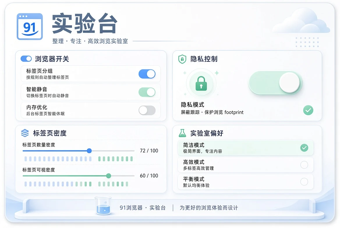 实验台界面与隐私功能说明
